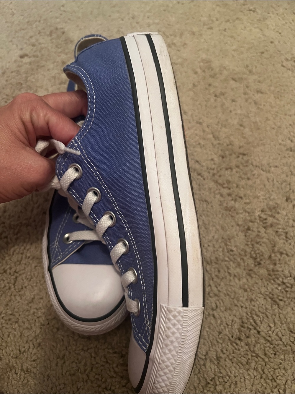 Converse All Star Low-Top Sneakers in Blue and White - Picture 4 of 7